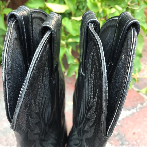 Vintage 90s Black Leather Western Boots by Tony Lama - Size 6M - Picture 14 of 15